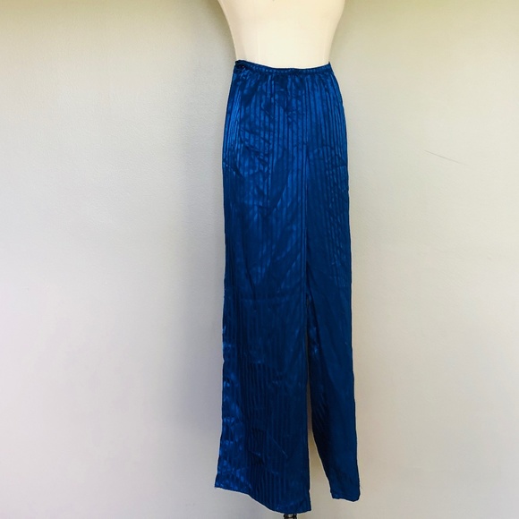 Blue Stripe Satin Sleep Pants Medium - Picture 6 of 7